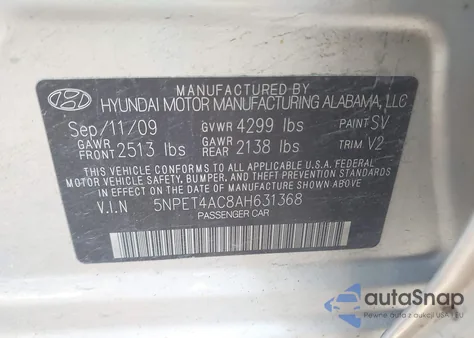 2010 Hyundai Sonata Gls из США, поврежденный, VIN 5NPET4AC8AH631368